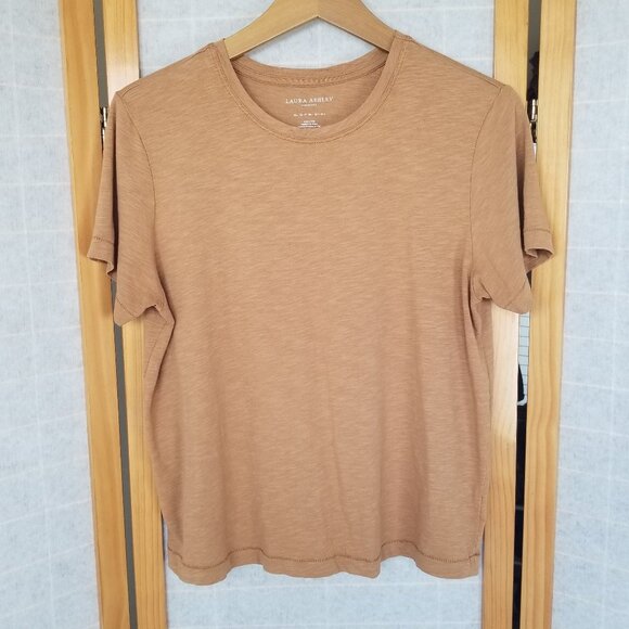 Laura Ashley Peruvian Basic Tee Shirt Camel Color Modal Cotton Blend Size Large - Picture 1 of 7